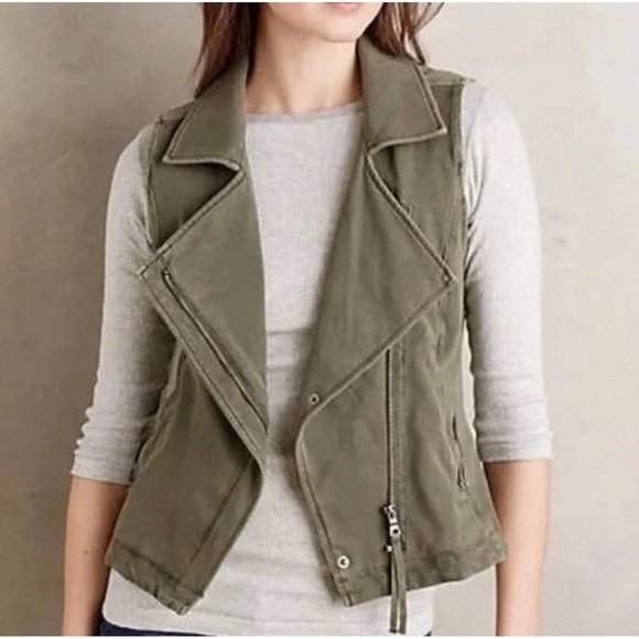 ANTHROPOLOGIE Marrakech Moto Utility Asymmetrical Knit Vest Navy Blue Size M - Picture 13 of 14